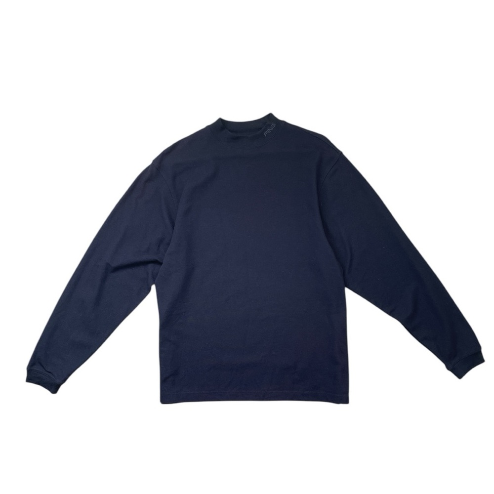 Ping Mock Neck Long Sleeve, Navy, Size Medium